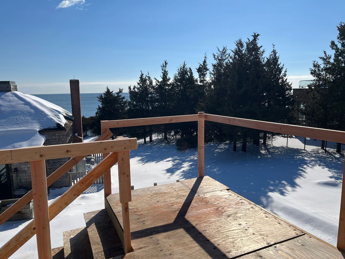 View from deck in a custom home construction project on the ct shoreline