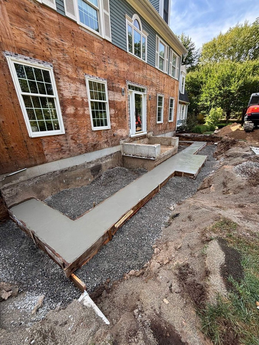 cement pour for ct shoreline porch renovation