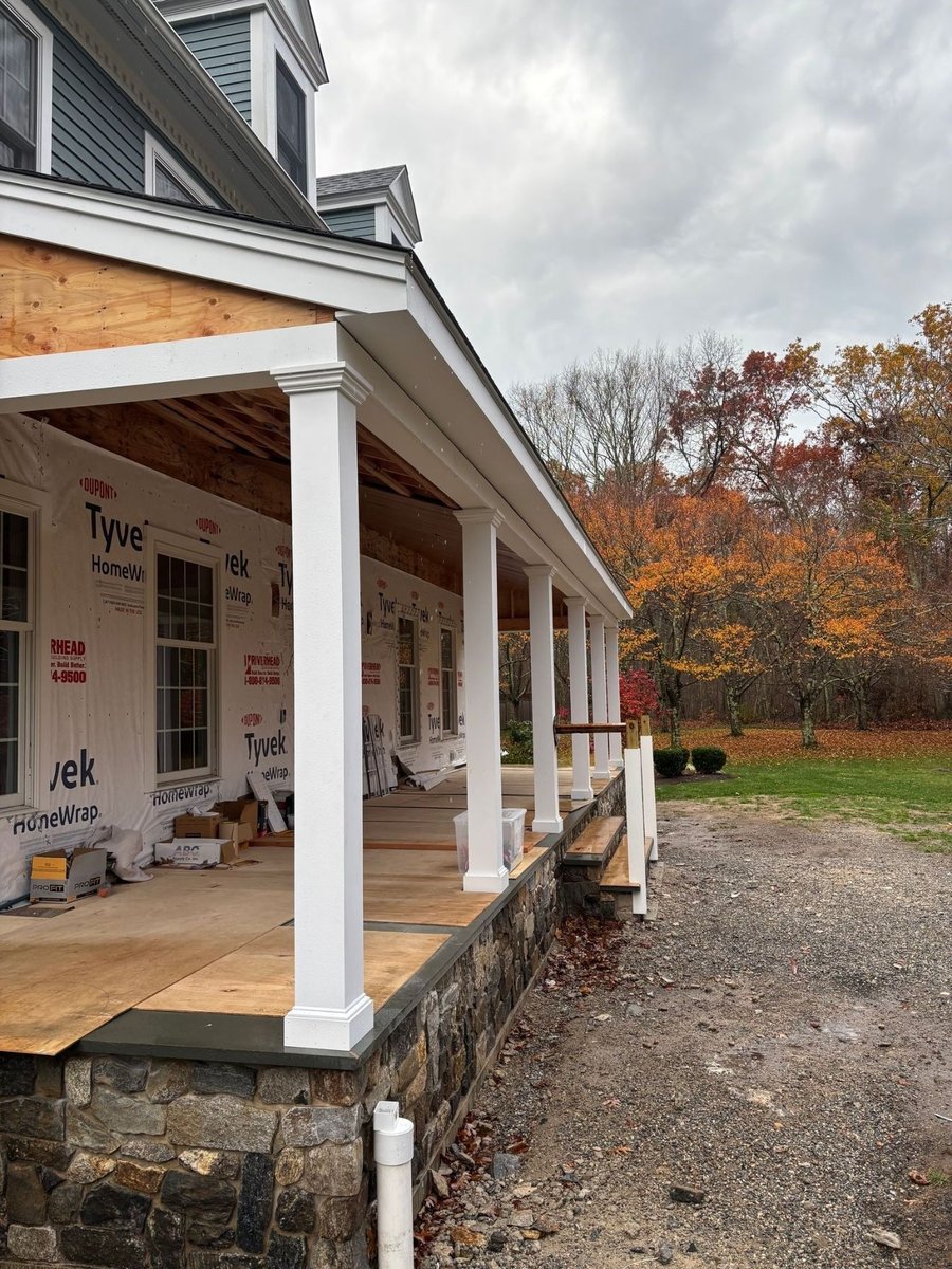 porch renovation in the fall in ct