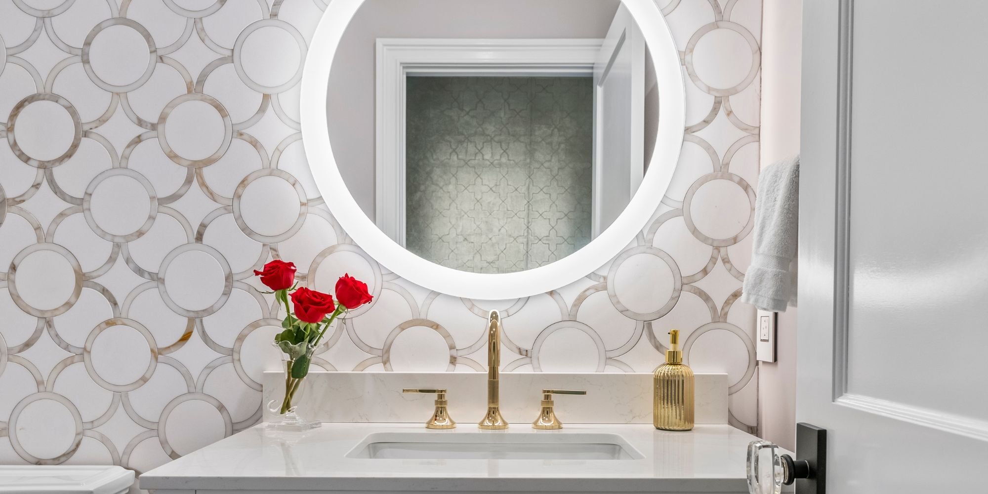 light up vanity mirror in ct bathroom remodel