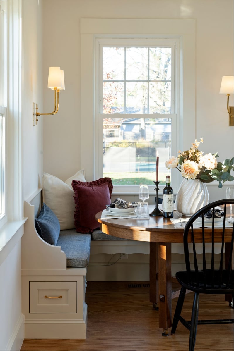 Cozy bench seating in kitchen dining area