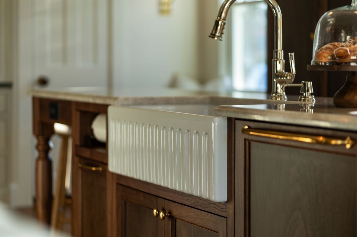 fluted farmhouse sink in a connecticut kitchen remodel