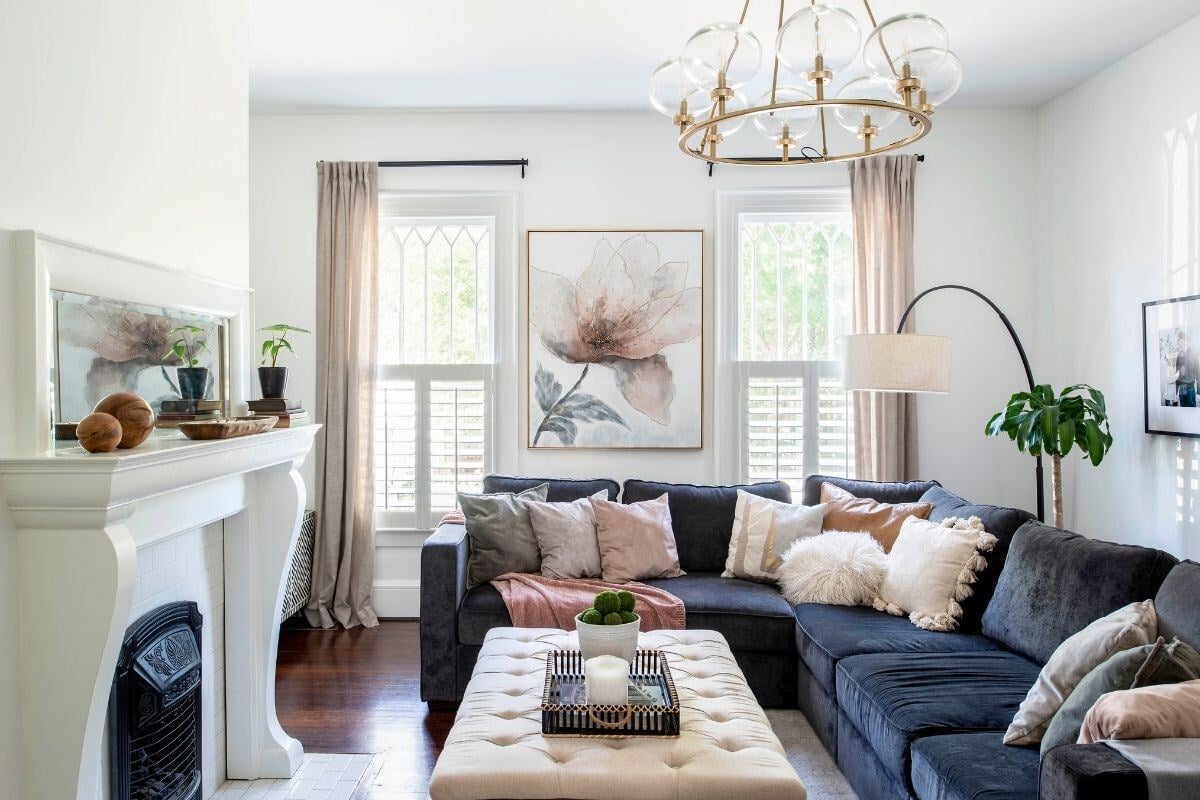 Contemporary living room design in Essex, Connecticut by Craft Design + Build, featuring a large sectional sofa and modern decor-1