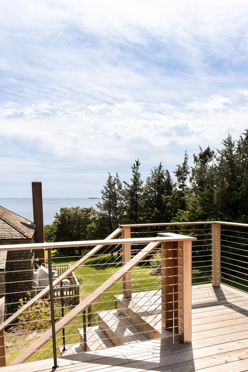 house addition cedar deck with cable railing guilford ct