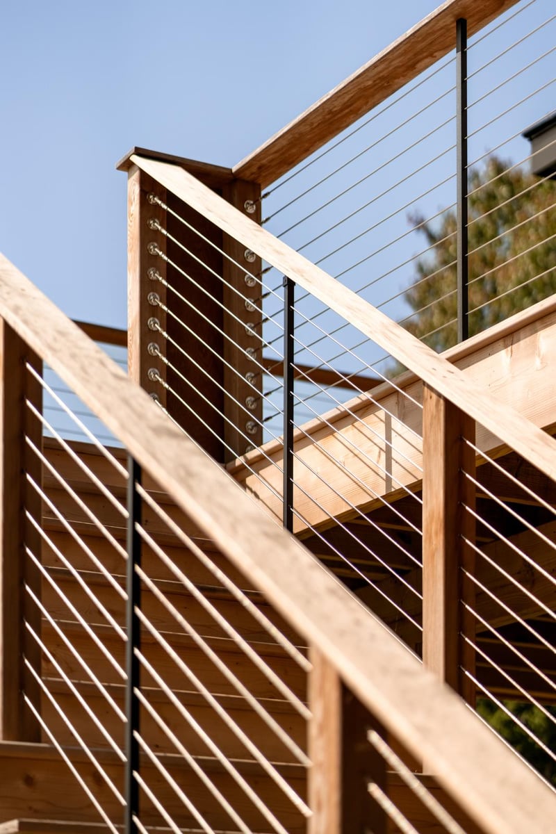 house addition exterior stair with cable railing guilford ct
