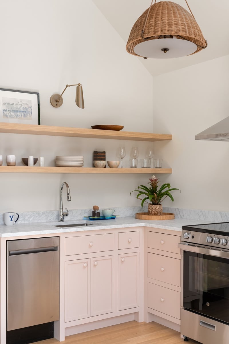 house addition kitchenette with pink cabinets guilford ct