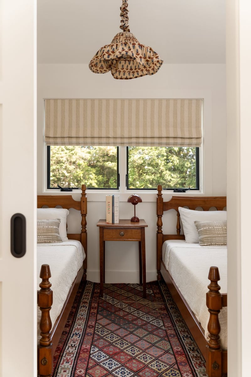 house addition twin bedroom with antique beds guilford ct