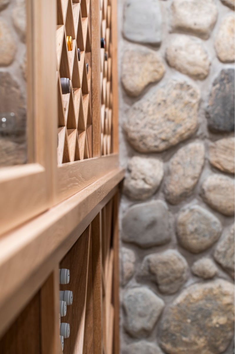 stone wall in a wine cellar basemement remodel in madison ct