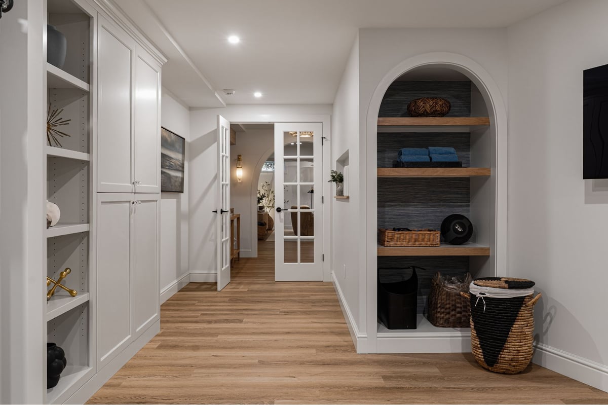 storage area in a basement remodel in madison ct