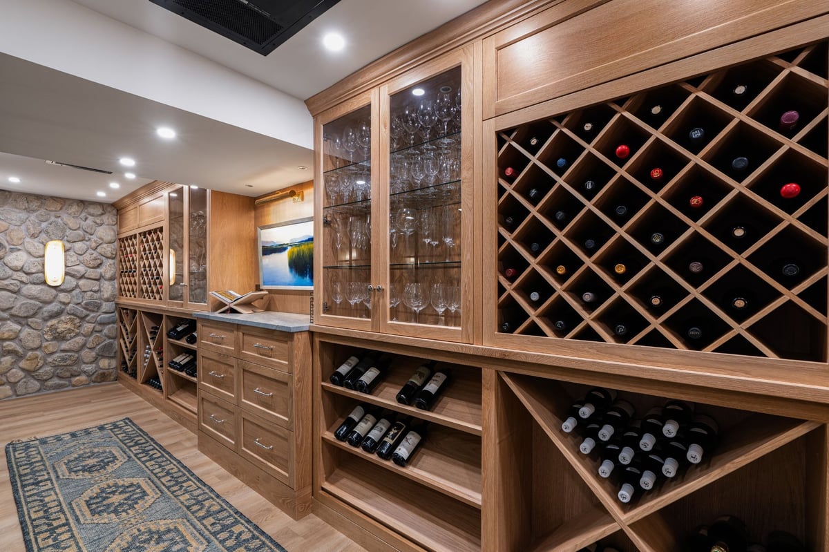 wine cellar in a luxury basement renovation in Madison, CT