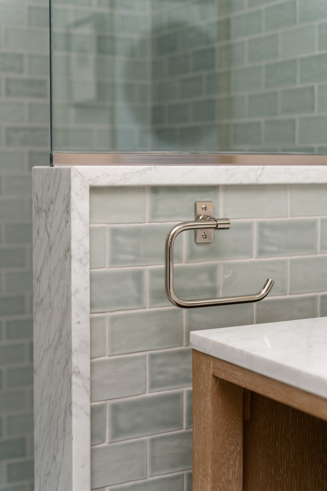 house addition green subway tile and marble knee wall guilford ct